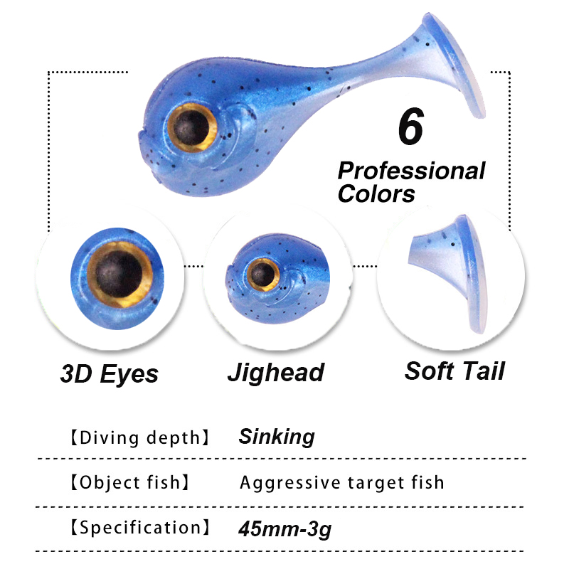 YUCONG 6PCS Jighead Soft Baits - đánh giá và giá Fishing Lure Swimbait